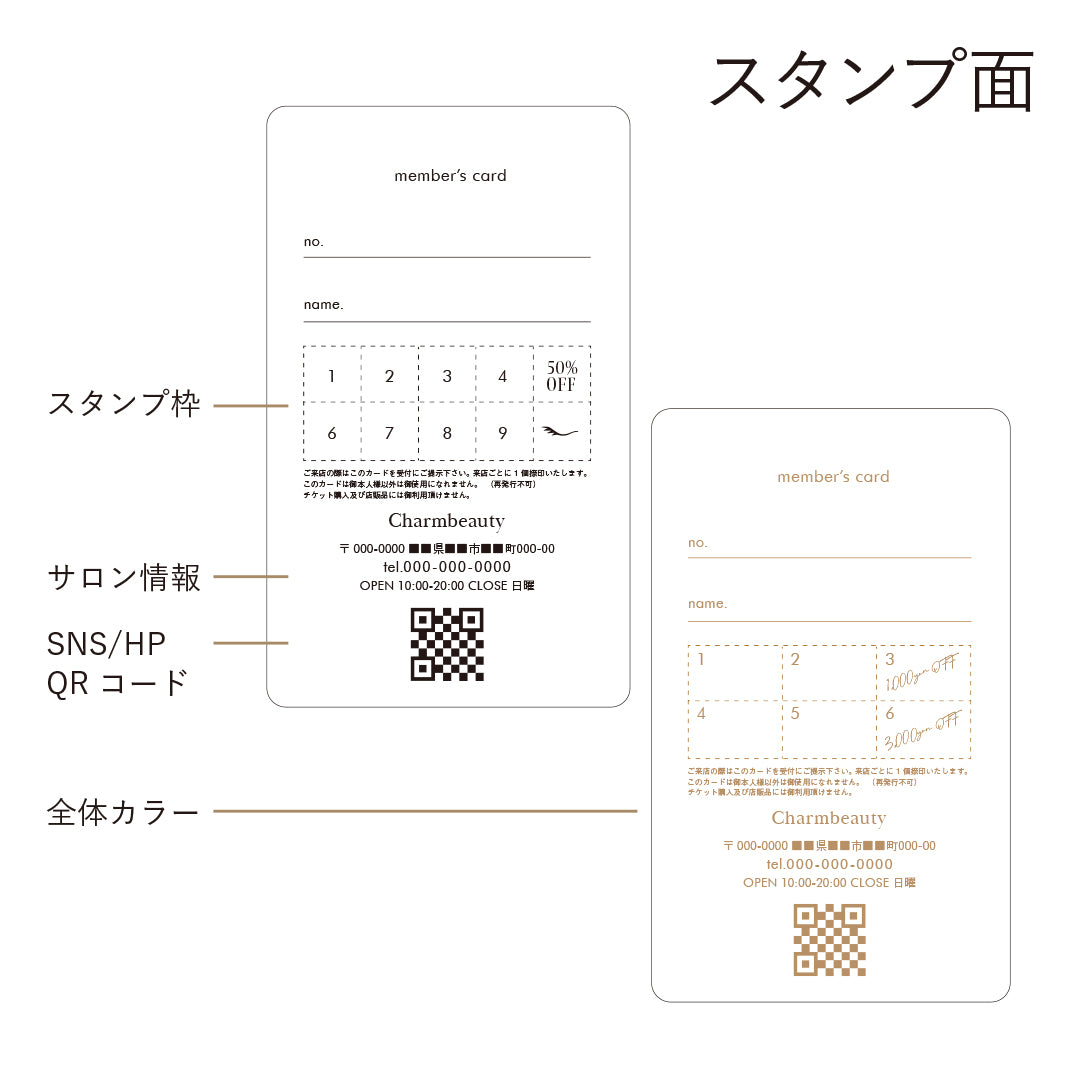 再来サイクルを上げるショップカード（100枚）
